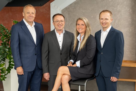 On the picture from left to right: Werner Griesmaier, founder of SGS Industrial Services GmbH | Christian Gittmaier, Managing Director Key Account | Sandra Ponsold, Managing Director Finance | Andreas Hofinger, Managing Director Operations